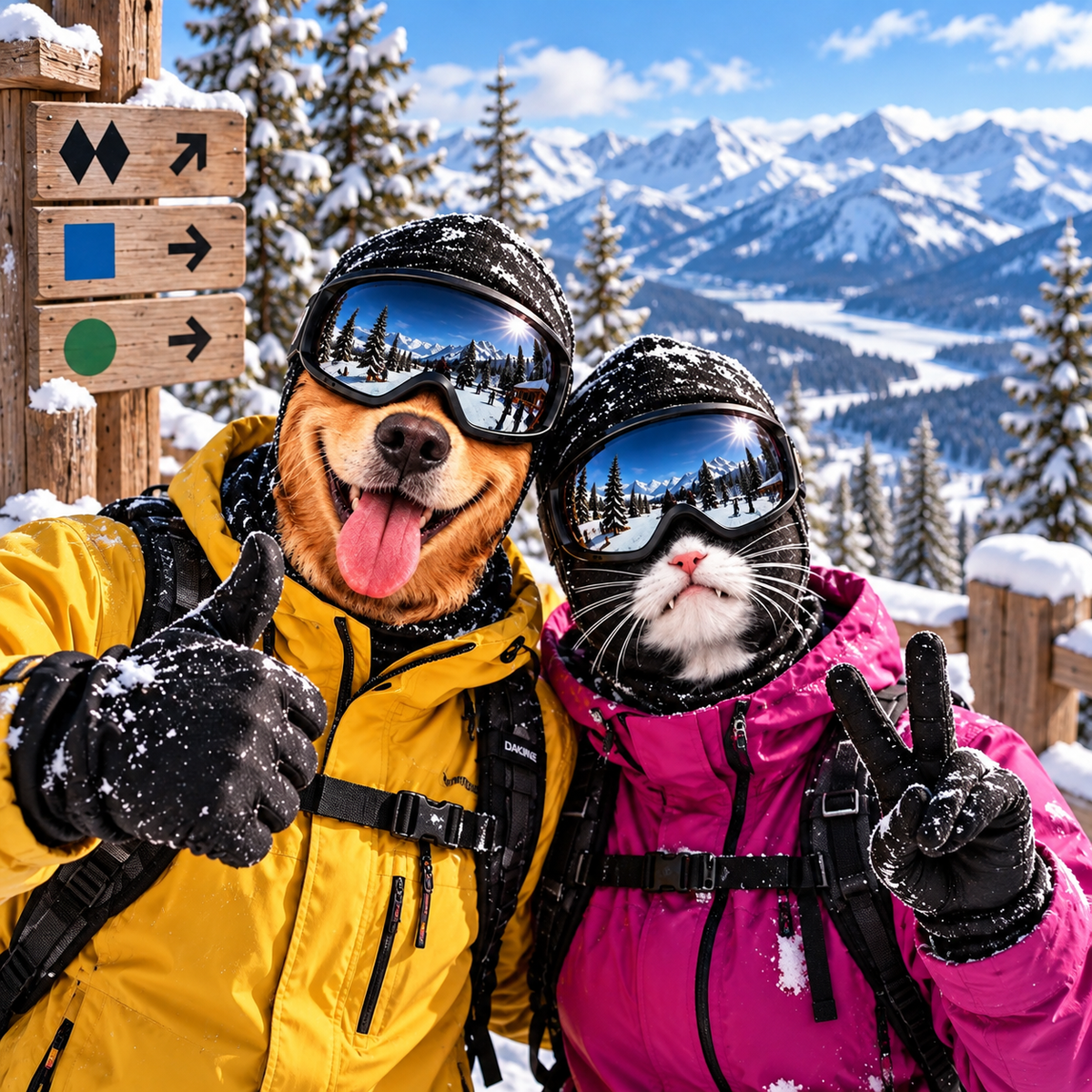 Funny Animal Ski Mask – Golden Retriever & Tuxedo Cat Balaclava