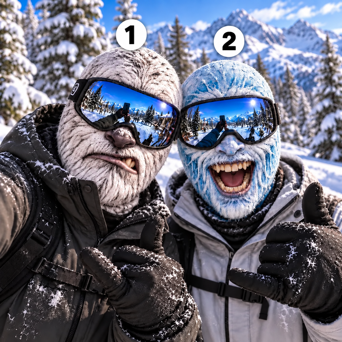 Funny Yeti Face Balaclava – White & Blue Snow Monster Designs