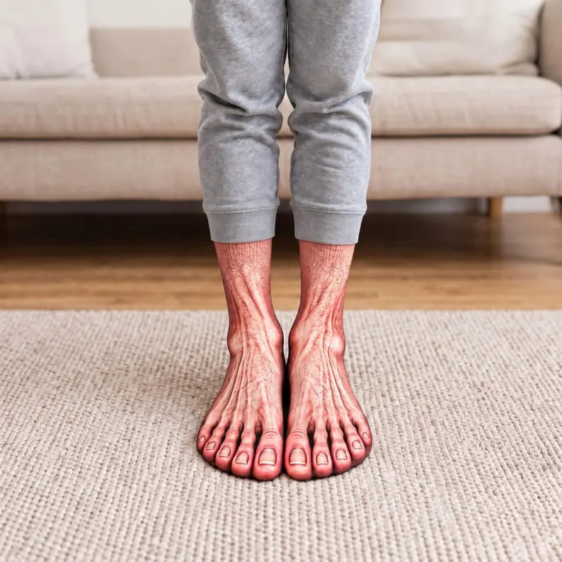 Funny Feet Illusion Crew Socks – Big Toe & Barefoot Prints