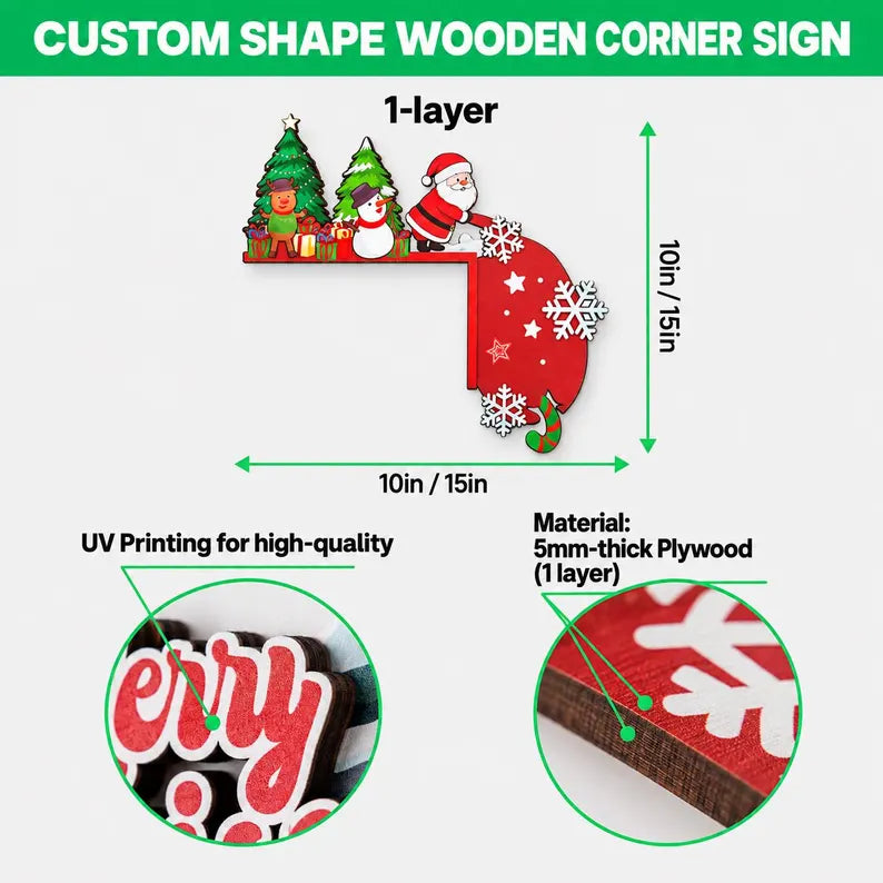 Mrs Claus Cookie Christmas Wooden Corner Sign - Holiday Baking Door Frame Decor