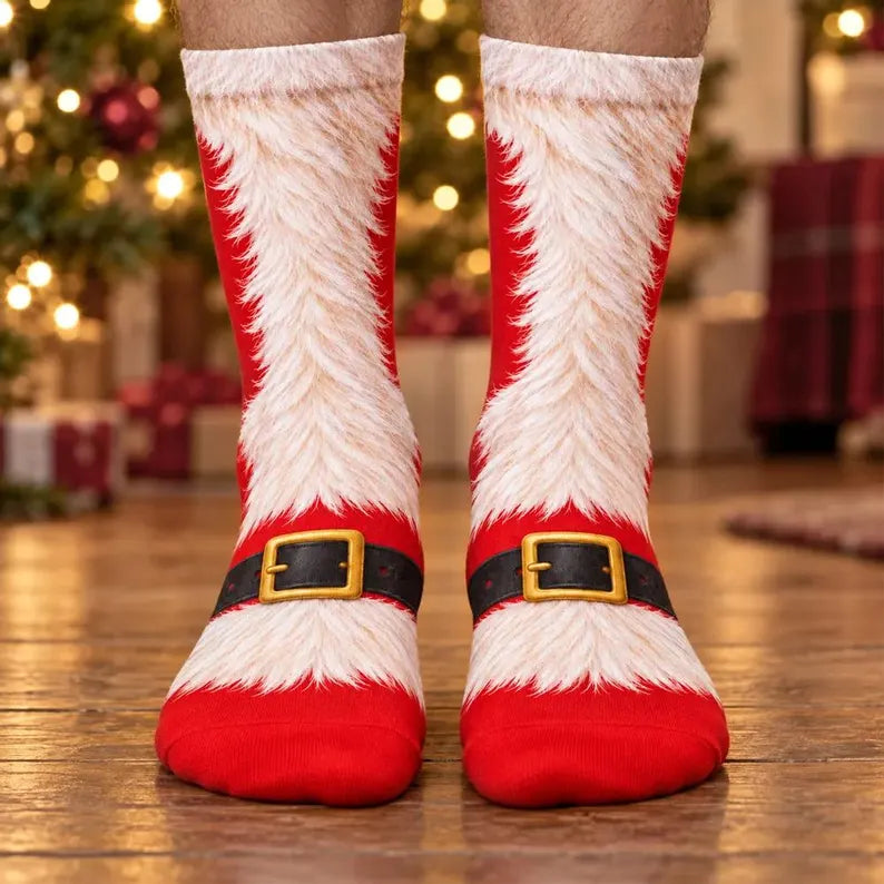 Christmas Crew Socks – Funny Elf, Reindeer, Santa & Snowman Prints