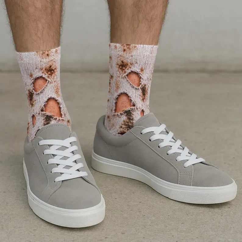 Funny Ripped Socks Illusion – Dirty Sock Print Novelty Gift