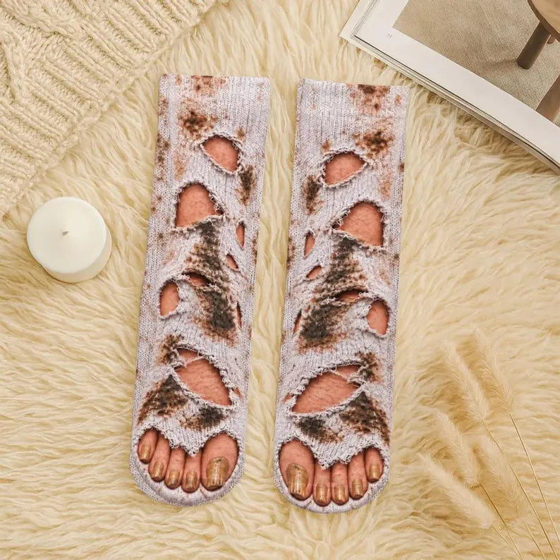 Funny Ripped Socks Illusion – Dirty Sock Print Novelty Gift
