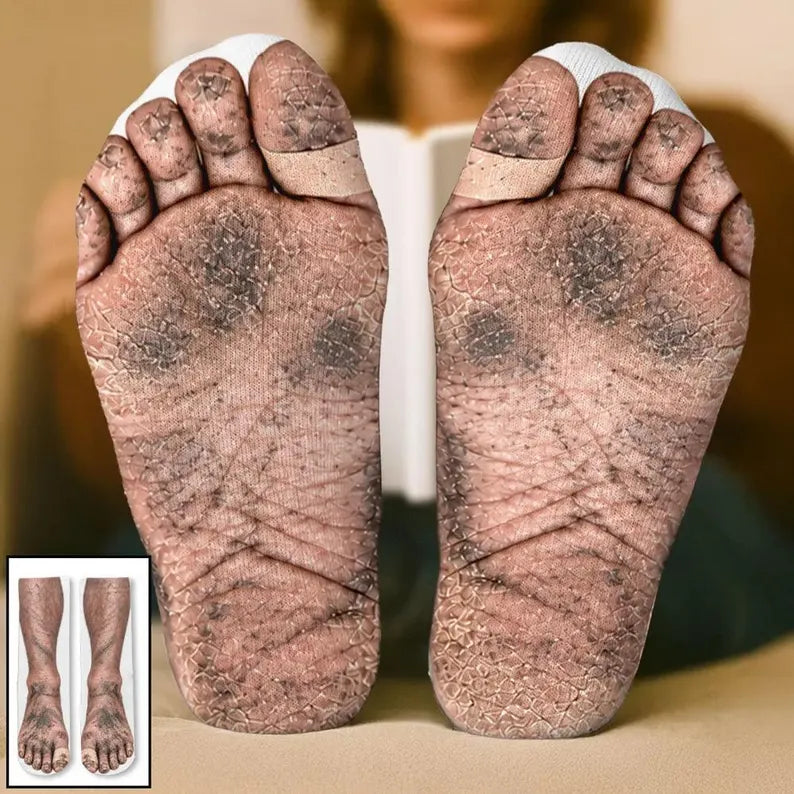 Funny Dirty Feet Socks – Hairy Barefoot Illusion Gag Gift