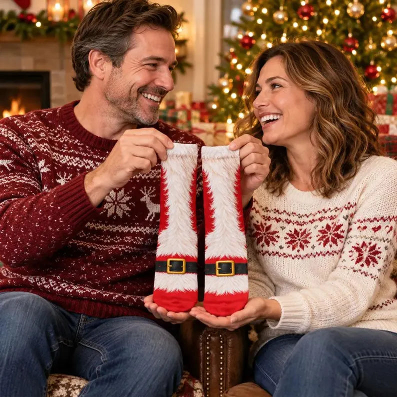 Christmas Crew Socks – Funny Elf, Reindeer, Santa & Snowman Prints