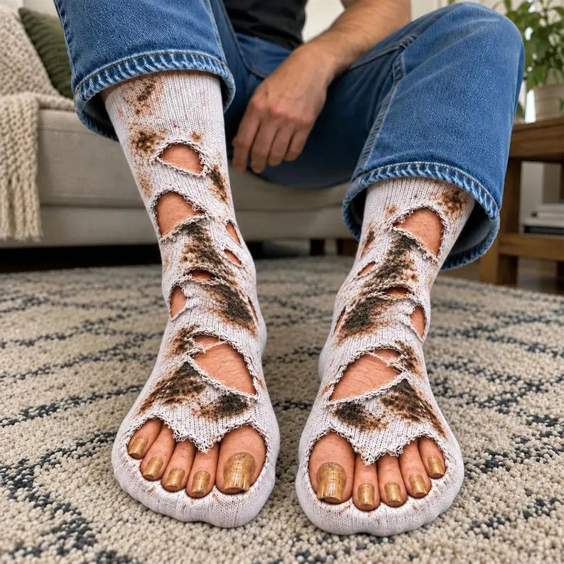 Funny Ripped Socks Illusion – Dirty Sock Print Novelty Gift