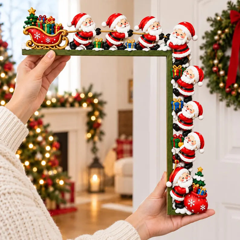 Santa Sleigh Christmas Door Topper - Cute Santa Claus Door Frame Corner Decor