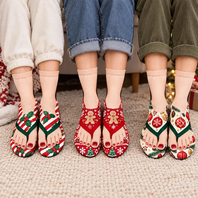 Christmas Flip-Flop Illusion Crew Socks – Funny Holiday Prints