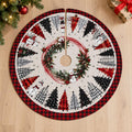 Red black buffalo plaid snowman Christmas tree skirt