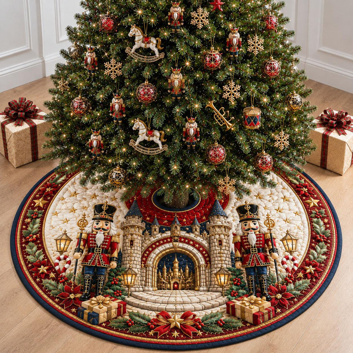 Nutcracker castle Christmas tree skirt