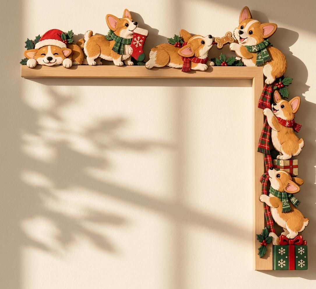 Corgi Christmas wooden door topper