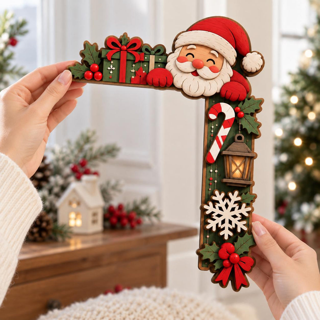 Christmas Santa wooden door corner sign