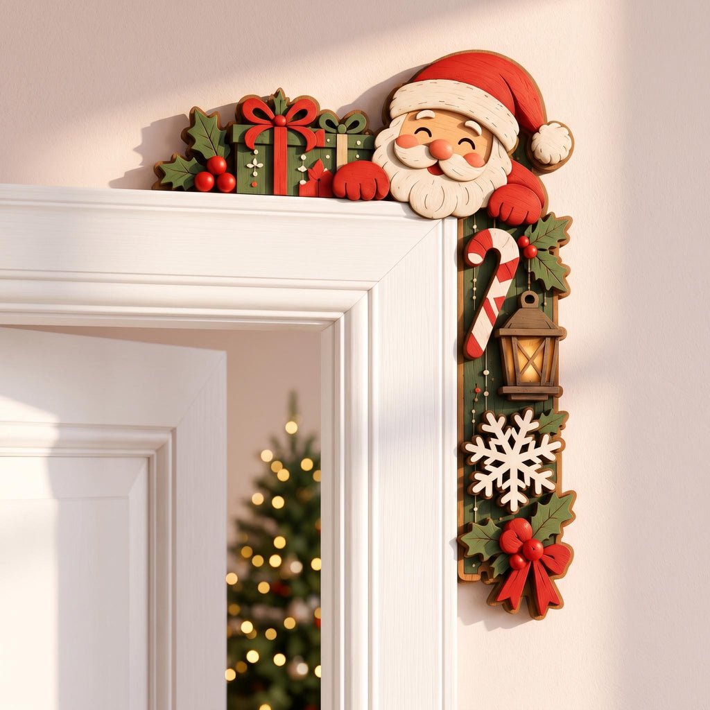 Christmas Santa wooden door corner sign