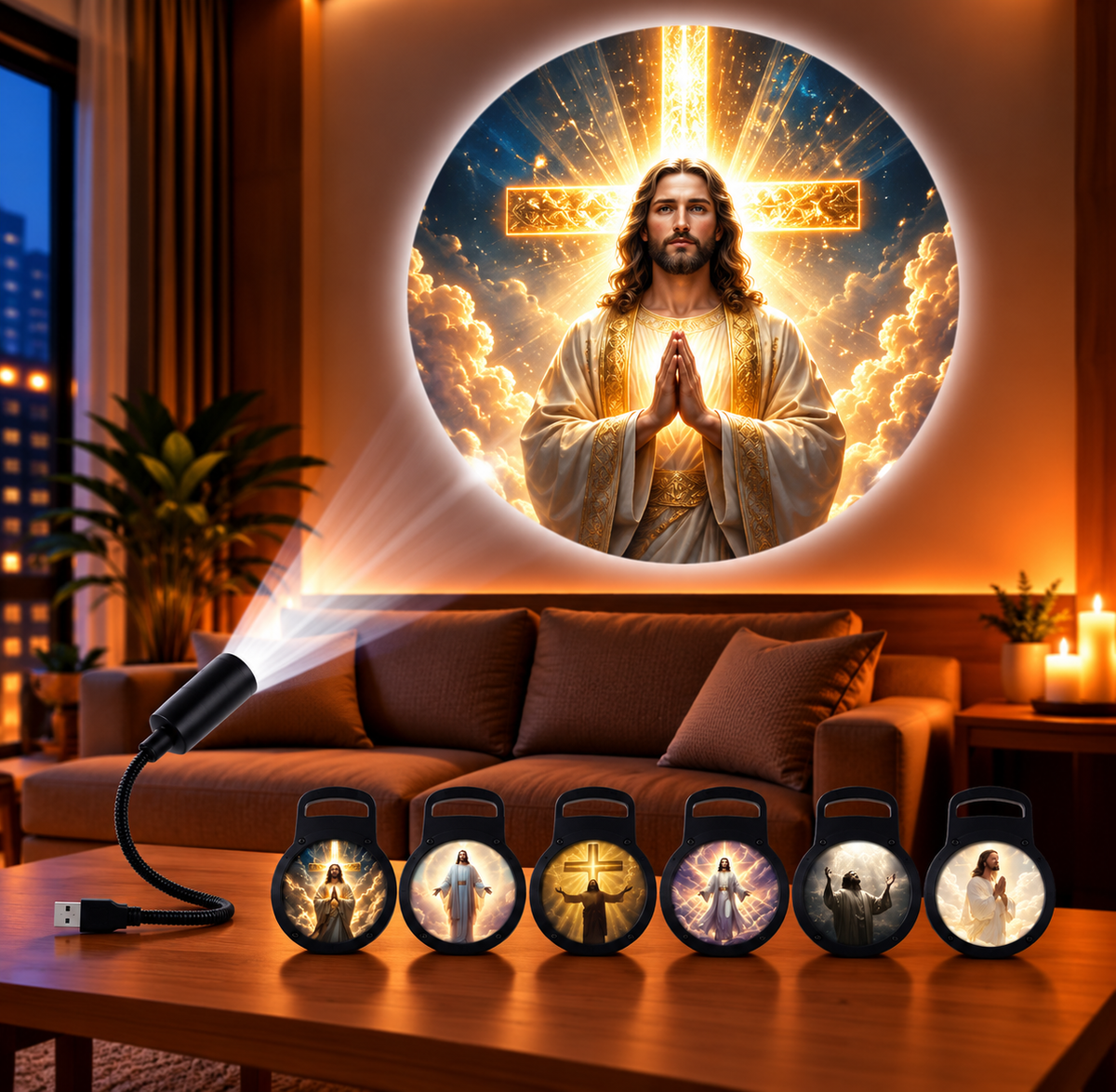 Jesus & Virgin Mary Projection Night Light - Catholic Wall Projector Lamp