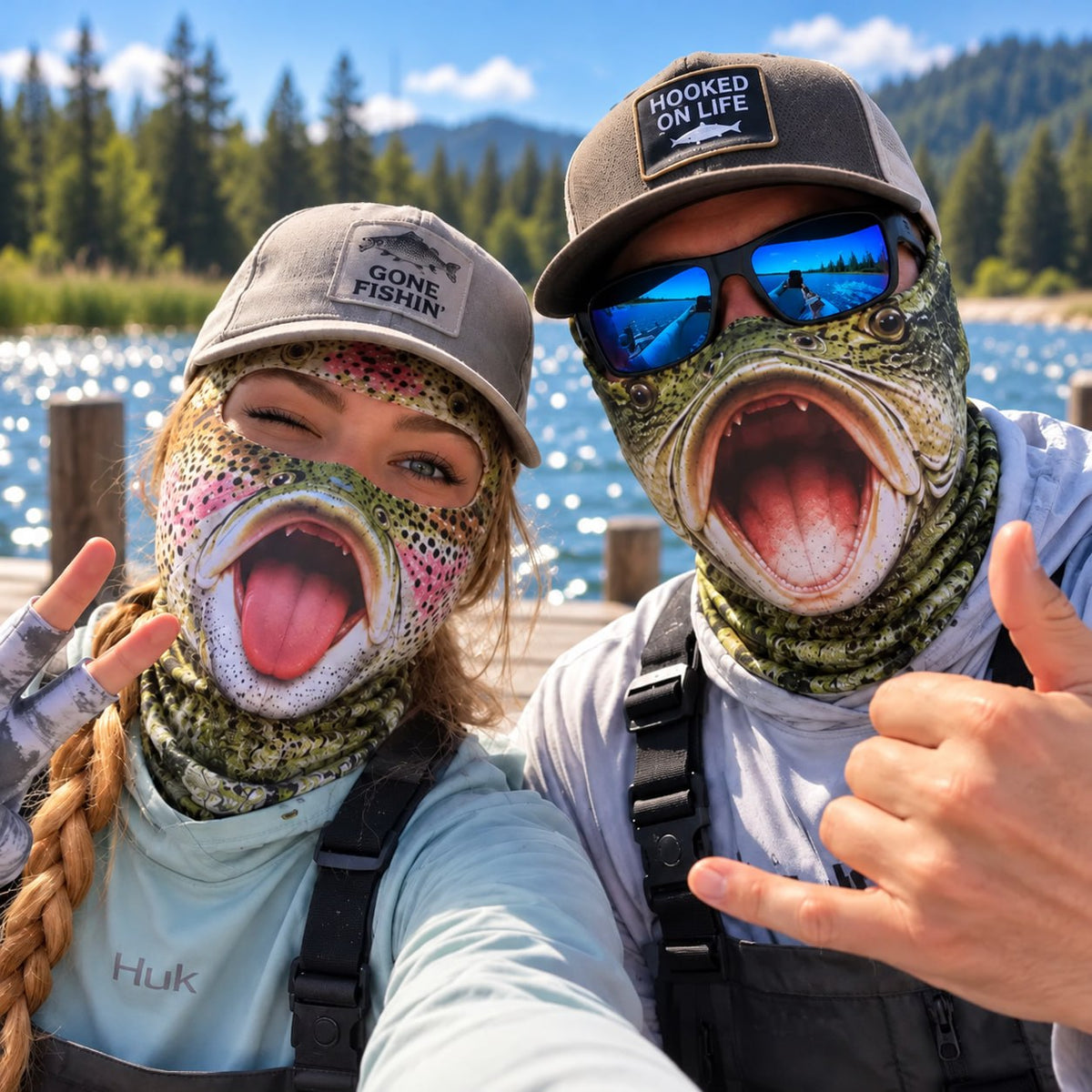 Funny Fish Face Neck Gaiter – Fishing Face Cover, 2 Designs
