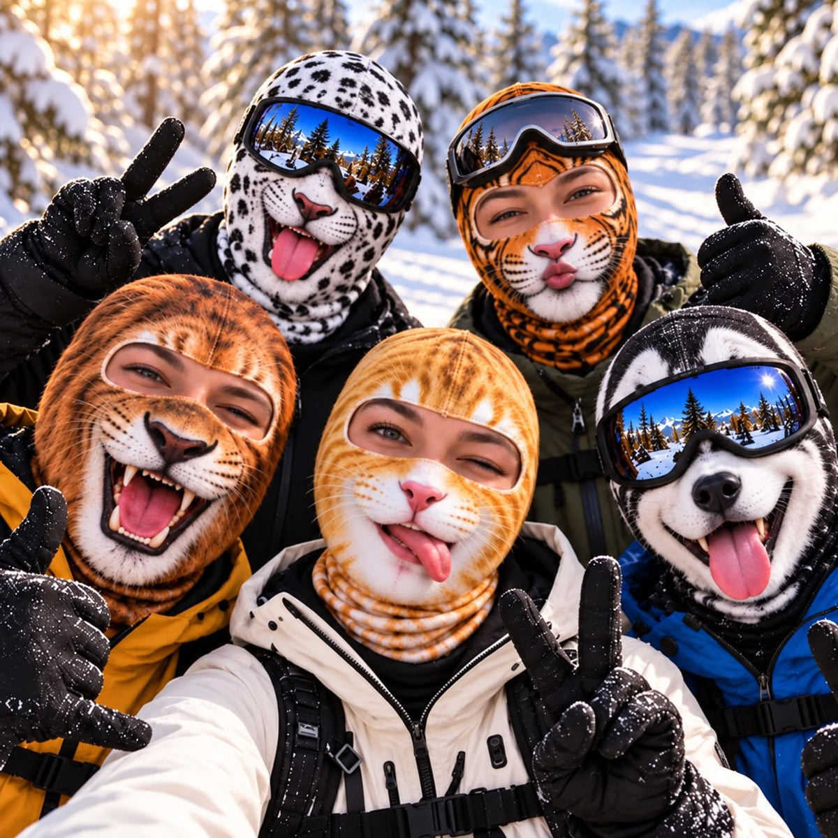 Funny Animal Ski Mask – Cat, Tiger, Lion & Husky Balaclava