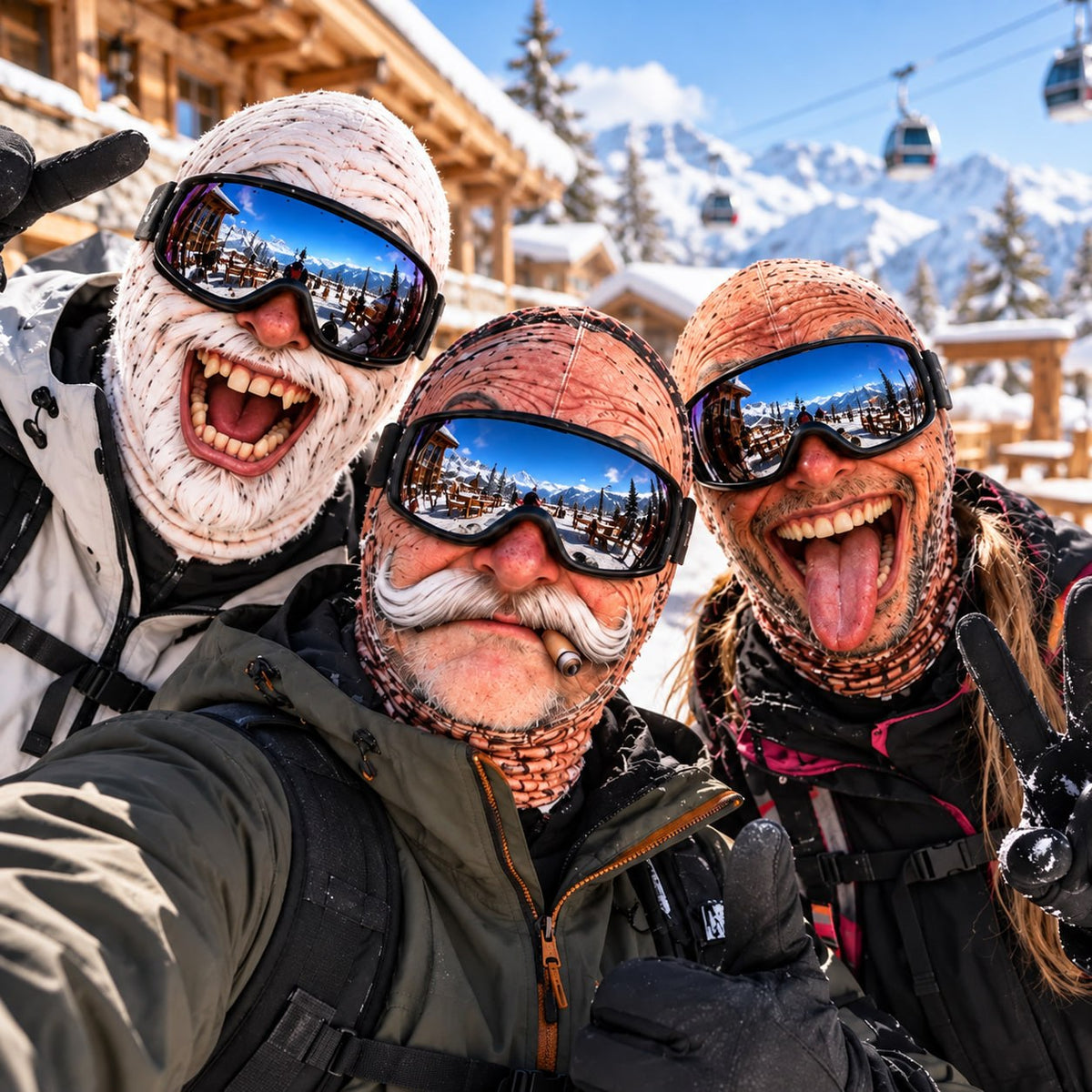 Funny Face Ski Mask – Beard & Mustache Balaclava, 3 Designs